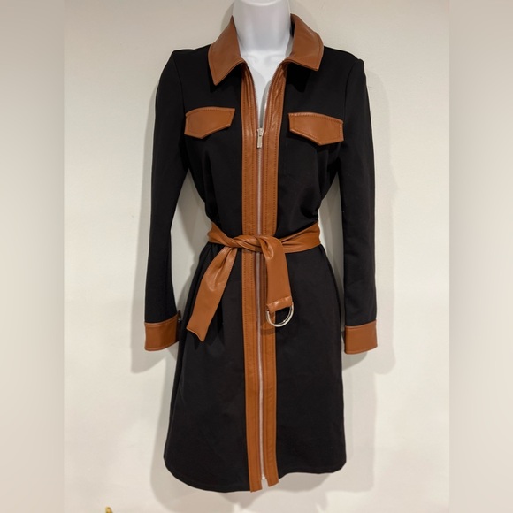 DEREK LAM 10 CROSBY Black Jayda Mixed-Media Dress🔥 - Picture 8 of 16